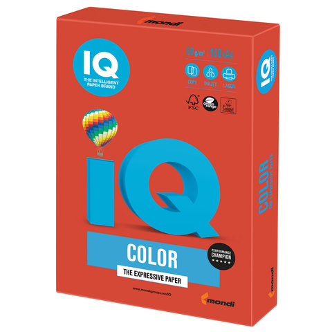 картинка Бумага офисная цветная, А4, 100 л, 1 цв, 80 г/м2, коралово-красный интенсив, "Color intensive", IQ,  от магазина Альфанит в Кунгуре