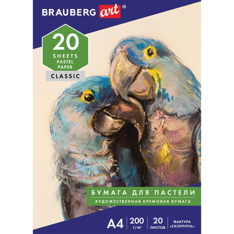 картинка Папка для пастели, А4, 20 л, 200 г/м2, слоновая кость, "Скорлупа", BRAUBERG, 126306 от магазина Альфанит в Кунгуре