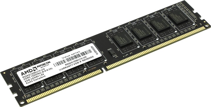 картинка Модуль памяти DIMM 4 GB, AMD Radeon Radeon R3 Value Series CL9 PC10600, DDR3, 1333 МГц, R334G1339U1S от магазина Альфанит в Кунгуре