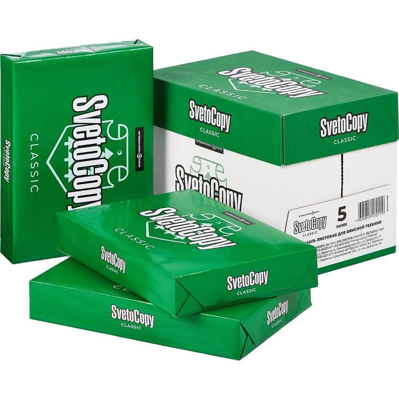 картинка Бумага офисная белая, А4, 500 л, 80 г/м2, 146%, класс С, "SvetoCopy", International Paper от магазина Альфанит в Кунгуре