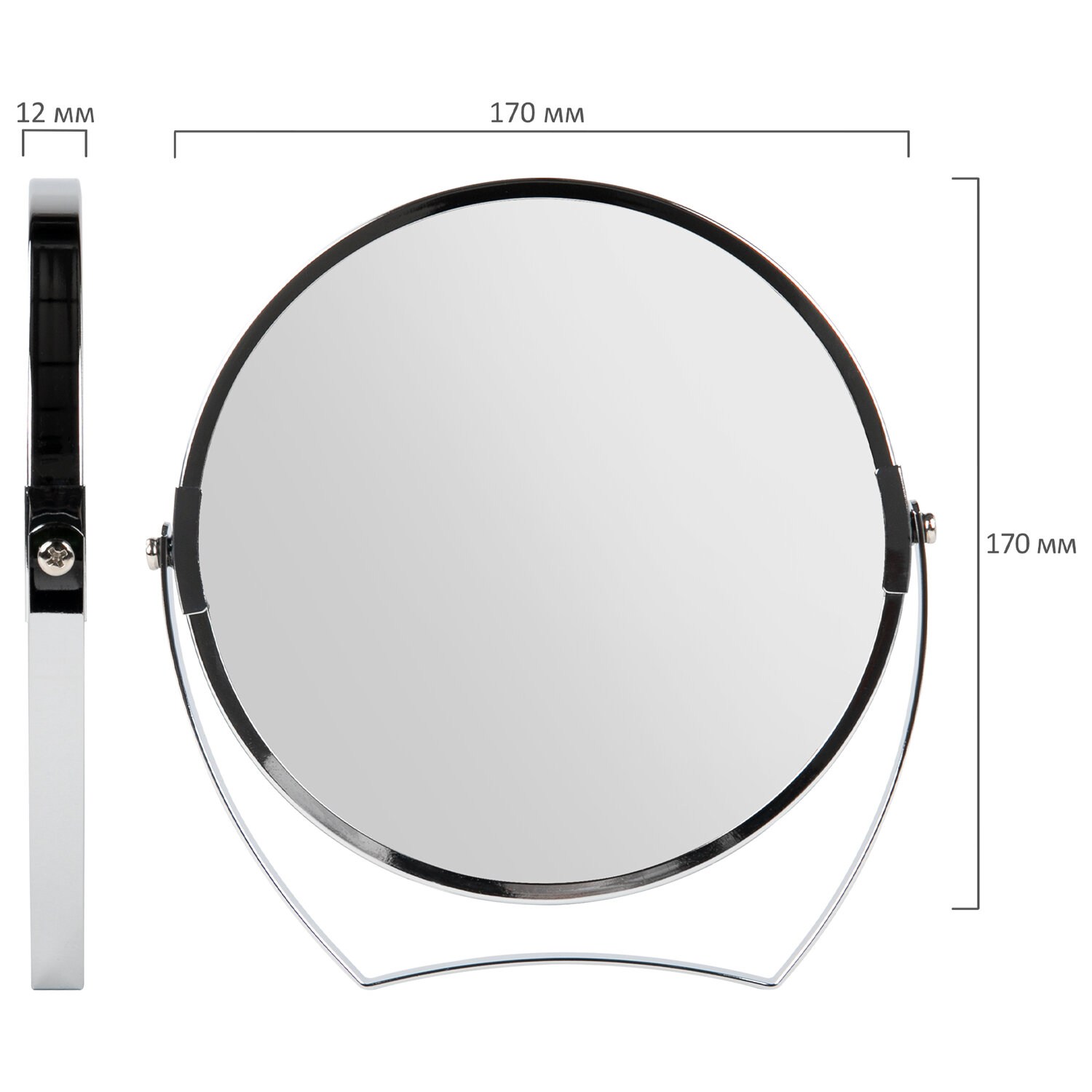 картинка Зеркало, настольное, 17 см, круглое, двустороннее, с увеличением, BRABIX, 607421 от магазина Альфанит в Кунгуре
