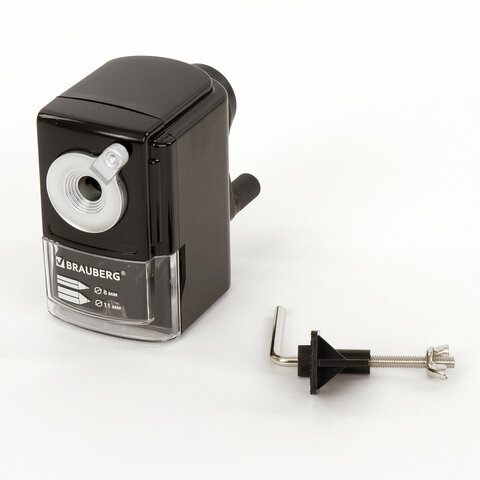 картинка Точилка механическая, металлический механизм, черный, крепление к столу, "STYLE", BRAUBERG, 228482 от магазина Альфанит в Кунгуре
