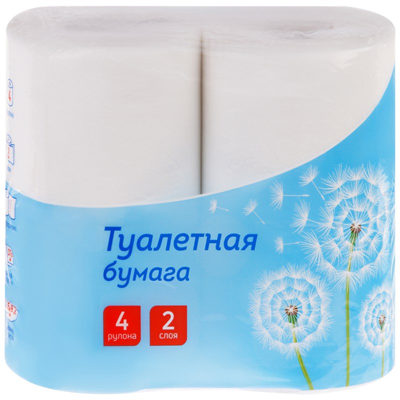 картинка Бумага туалетная, 4 шт, 2 слоя, цвет белый, OfficeClean, 325787 от магазина Альфанит в Кунгуре