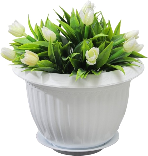 картинка Горшок для цветов, 2 л,с поддоном, белый, "Байкал", 4422049 от магазина Альфанит в Кунгуре