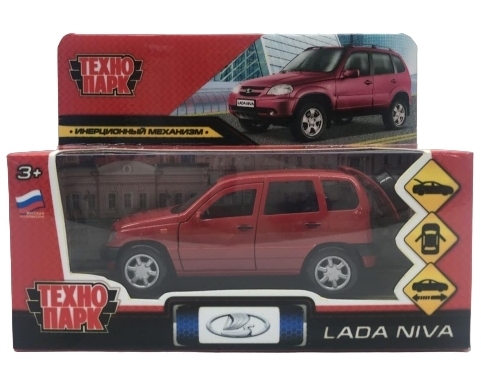 картинка Машина, 12 см, инерция, металл, красный, в коробке, "Lada niva", ТехноПарк, Ladaniva-12-RD от магазина Альфанит в Кунгуре