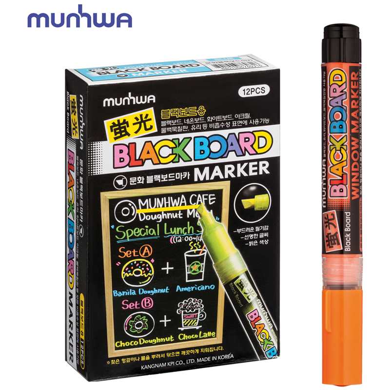 картинка Маркер меловой, 3 мм, оранжевый, водная основа, "Black Board Marker", MunHwa, ВМ-11 от магазина Альфанит в Кунгуре