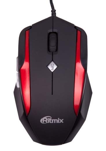 картинка Мышь проводная Ritmix ROM-307, 2400 dpi, USB, черный/красный от магазина Альфанит в Кунгуре