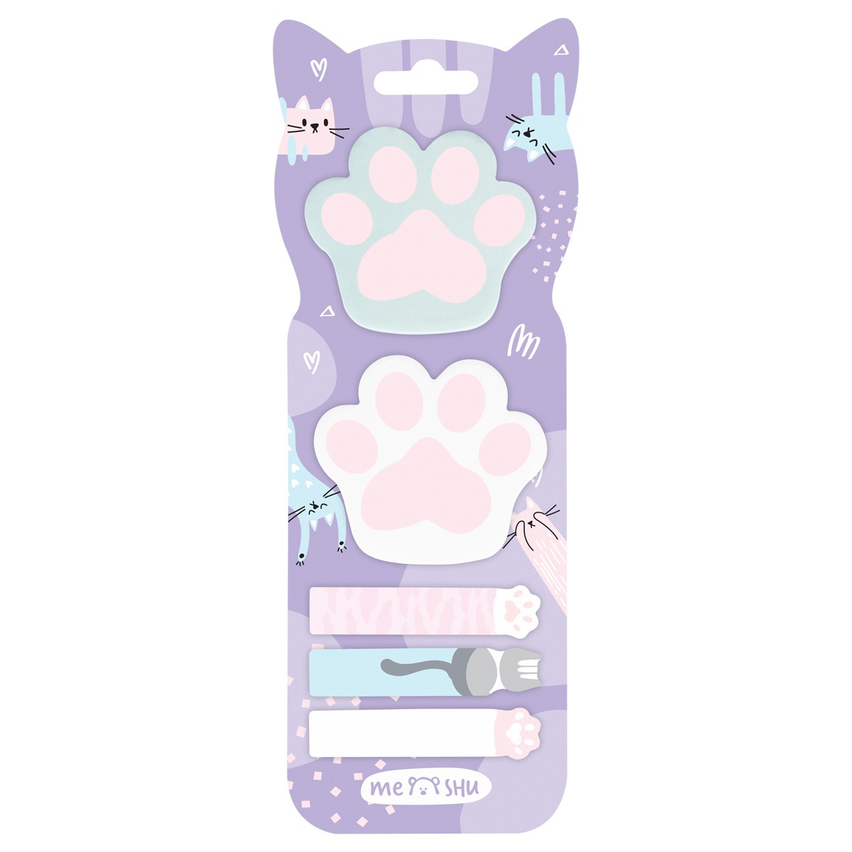 картинка Закладки-флажки самоклеящиеся, 20 л, бумага, с блоком, "Paws", MESHU, MS_54259 от магазина Альфанит в Кунгуре