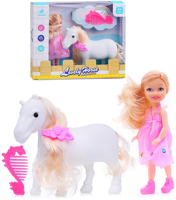 картинка Кукла, 14 см, с аксессуарами, в коробке, с лошадкой, 686-823 от магазина Альфанит в Кунгуре
