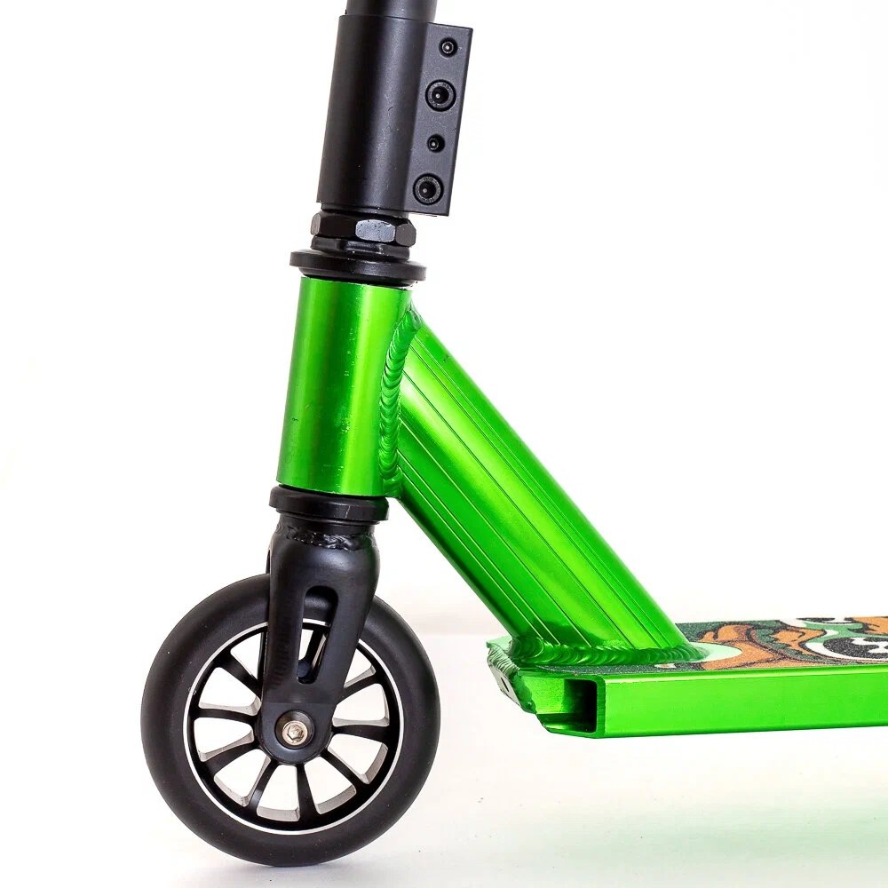 картинка Самокат 2-х колесный, до 80 кг, черный/зеленый, трюковой, "Street Hit", D60 от магазина Альфанит в Кунгуре