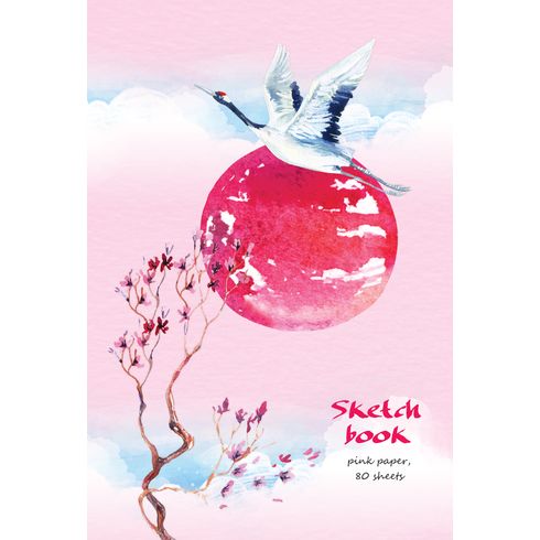 картинка Скетчбук, А5, 80 л, розовый, "Японский журавль", BG, С5т80_лм_вл 9072 от магазина Альфанит в Кунгуре