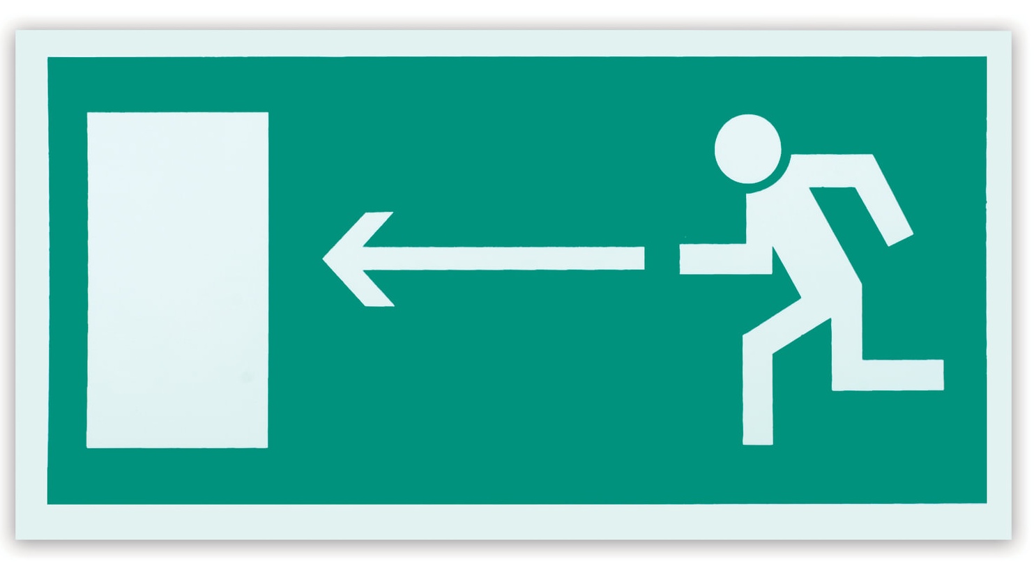 картинка Знак эвакуационный, 30*15 см, самоклеящийся, "Направление к эвакуационному выходу НАЛЕВО", Е04 от магазина Альфанит в Кунгуре