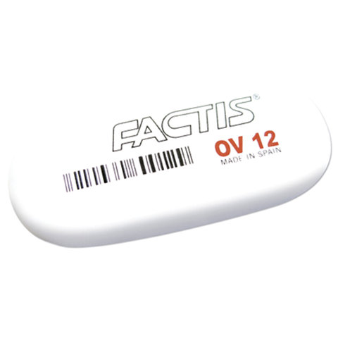 картинка Ластик, 61*28*13 мм, белый, каучук синтетический, овальный, "OV 12", FACTIS, CMFOV12 от магазина Альфанит в Кунгуре