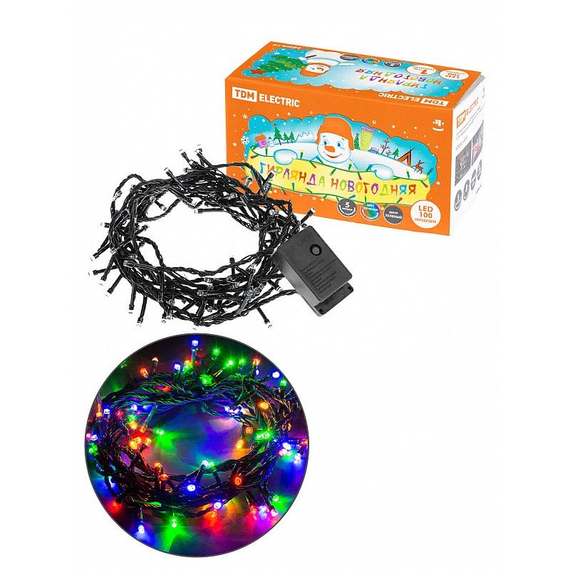 картинка Гирлянда нить, 5 м, 8 режимов, мультицвет, 100LED, "СГ 100", TDM, SQ0361-0010 от магазина Альфанит в Кунгуре