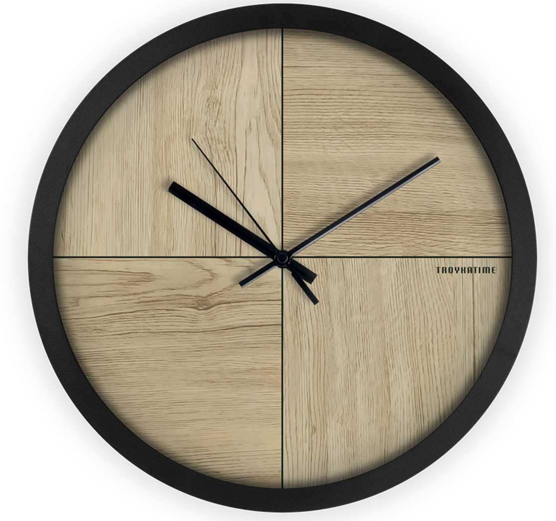 картинка Часы настенные 30*30*5 см, черная рамка, плавный ход, круглые, Troyka, 77760736 от магазина Альфанит в Кунгуре