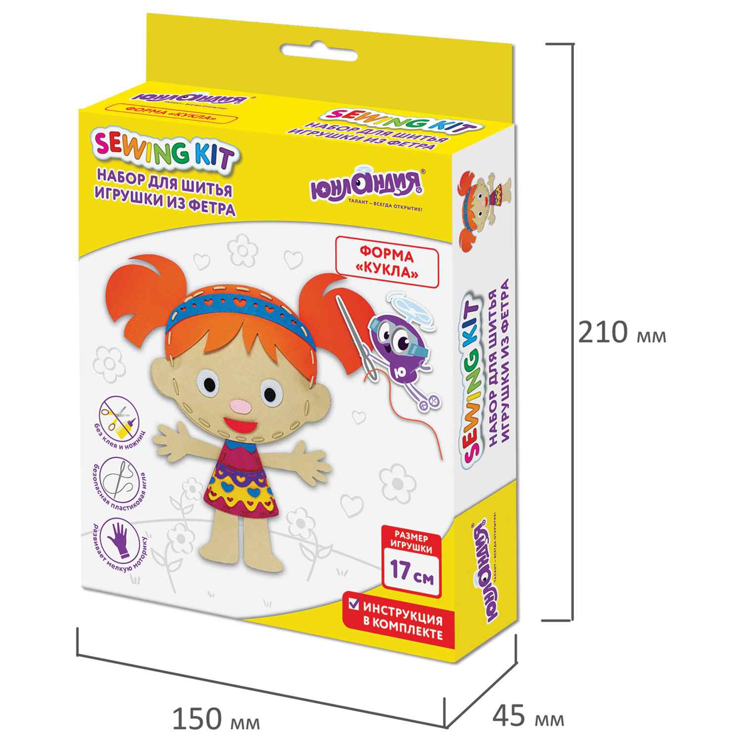 картинка Набор для создания игрушки из фетра, "Куколка", Юнландия, 664733 от магазина Альфанит в Кунгуре