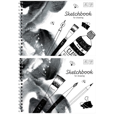 картинка Скетчбук, А5, 60 л, 120 г/м2, спираль, офсетная, белый, "Black/white mood", ArtSpace, Б5р60грг_35495 от магазина Альфанит в Кунгуре