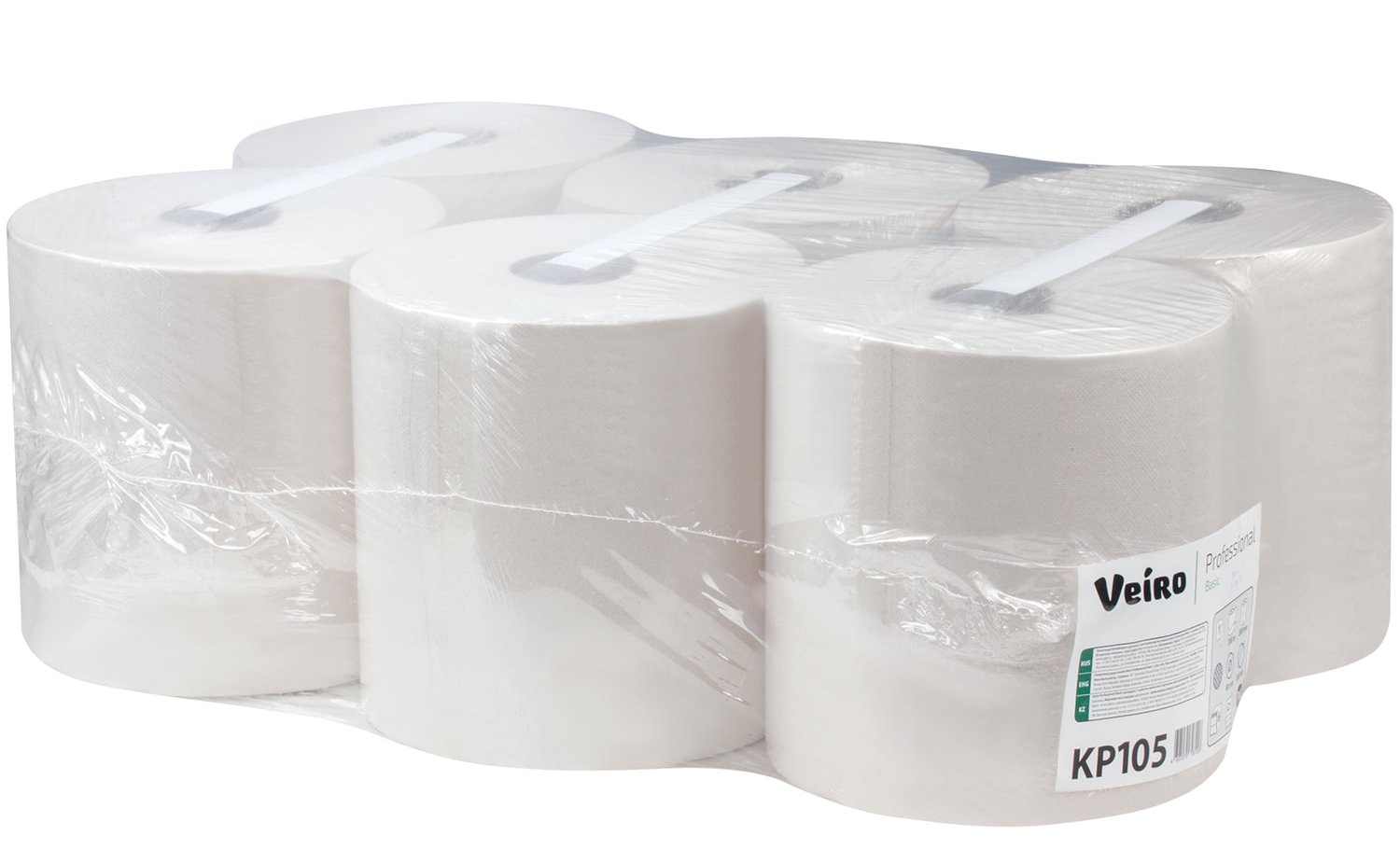картинка Полотенца бумажные, 6 шт, 300 м, система M2, 1-слойные, "BASIC", Veiro, KP105, 127098 от магазина Альфанит в Кунгуре