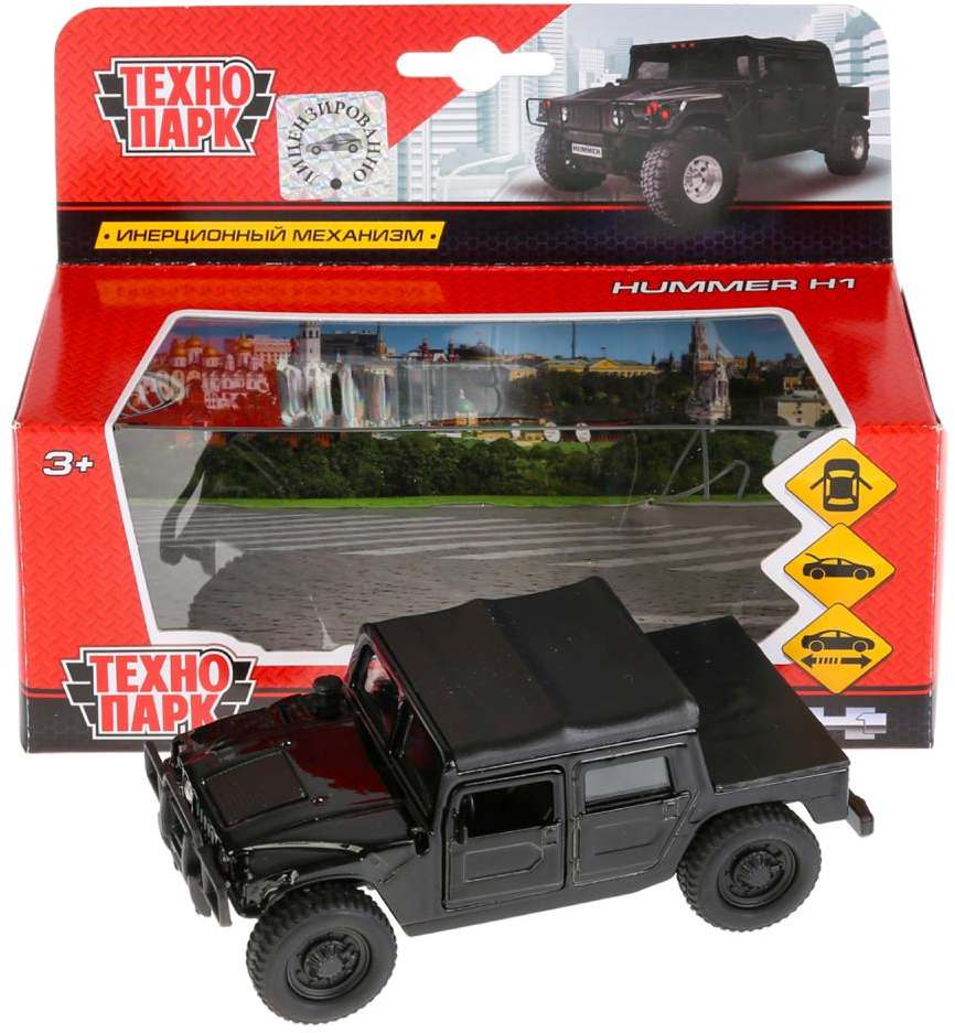 картинка Машина, 12 см, инерция, металл, черный, в коробке, "Hummer H1 Пикап", ТехноПарк, SB-18-09-H1-N(B)-WB от магазина Альфанит в Кунгуре