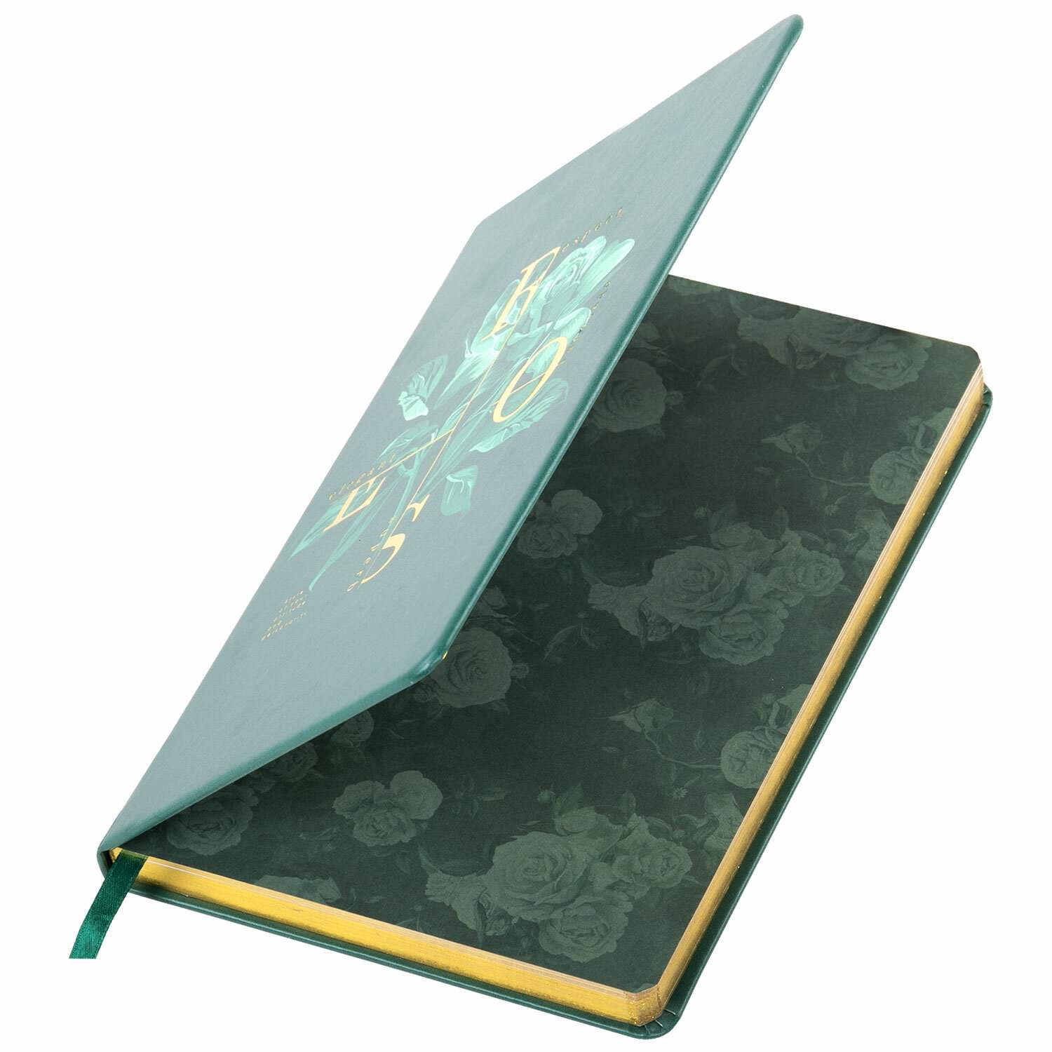 картинка Ежедневник недатированный, А5, 136 л, экокожа, зеленый, твердый, с дизайном, "Vista. Rose", BRAUBERG, 111983 от магазина Альфанит в Кунгуре
