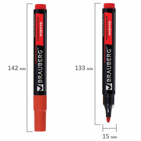 картинка Маркер перманентный, 3 мм, красный, круглый, "Contract", BRAUBERG, 150467 от магазина Альфанит в Кунгуре