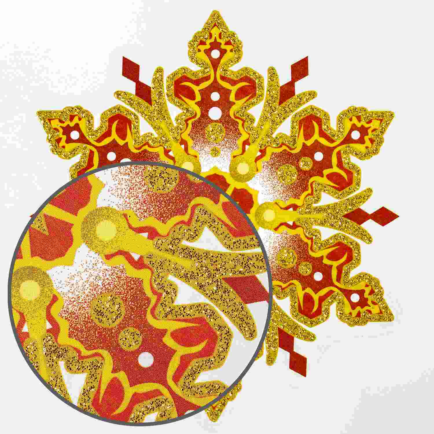 картинка Новогоднее оконное украшение, 30*38см, ПВХ, "Красно-золотые снежинки 1", 591207 от магазина Альфанит в Кунгуре