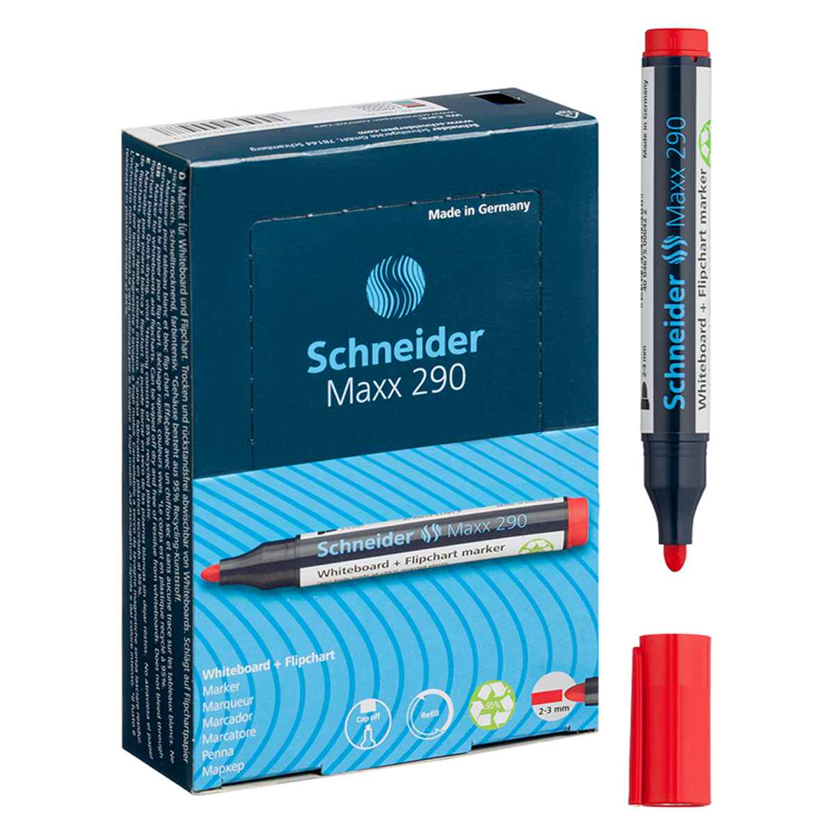 картинка Маркер для доски и флипчарта, 3 мм, пулевидный, красный, "Maxx 290", Schneider, 129002 от магазина Альфанит в Кунгуре