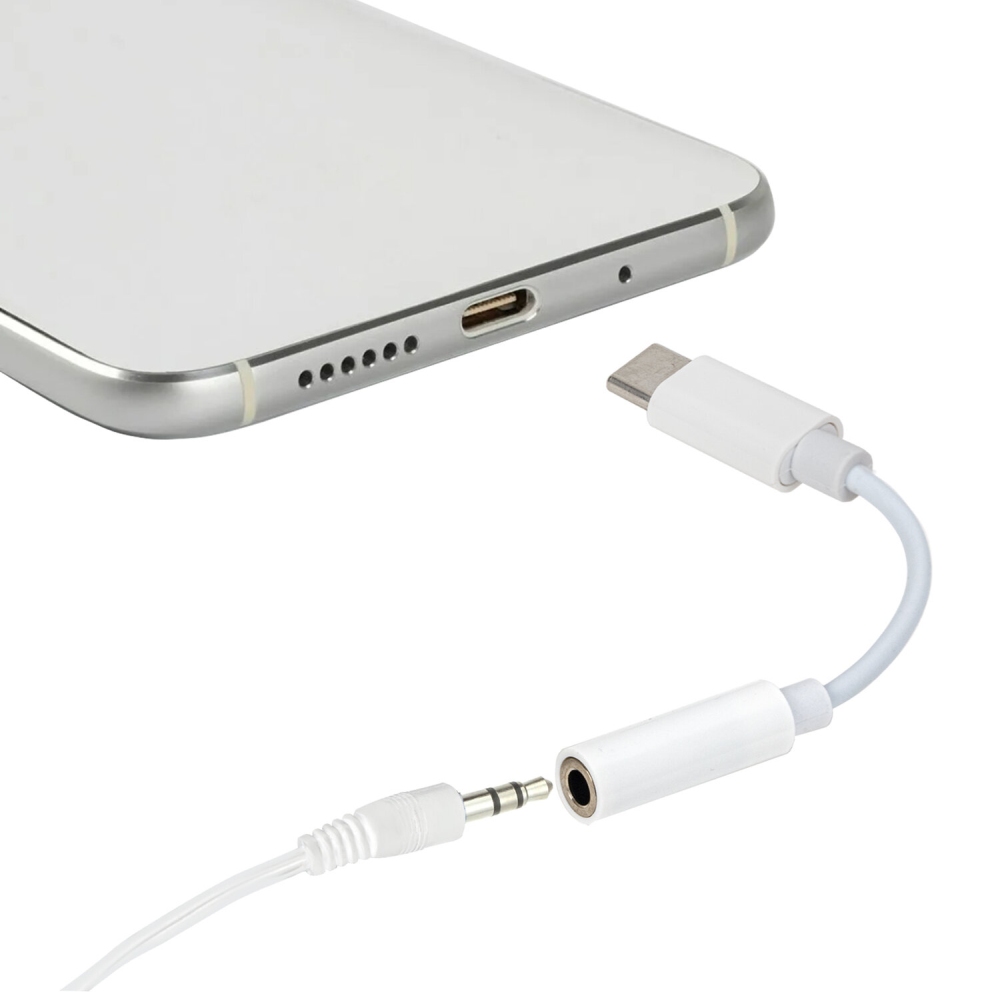 картинка Переходник для наушников SONNEN USB Type C — AUX, 0,10 м, белый, 513566 от магазина Альфанит в Кунгуре