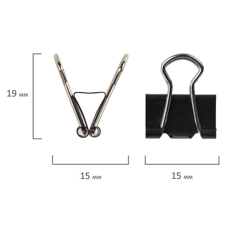 картинка Зажимы для бумаг 15 мм, 12 шт, черные, "Everyday", STAFF, 229049 от магазина Альфанит в Кунгуре