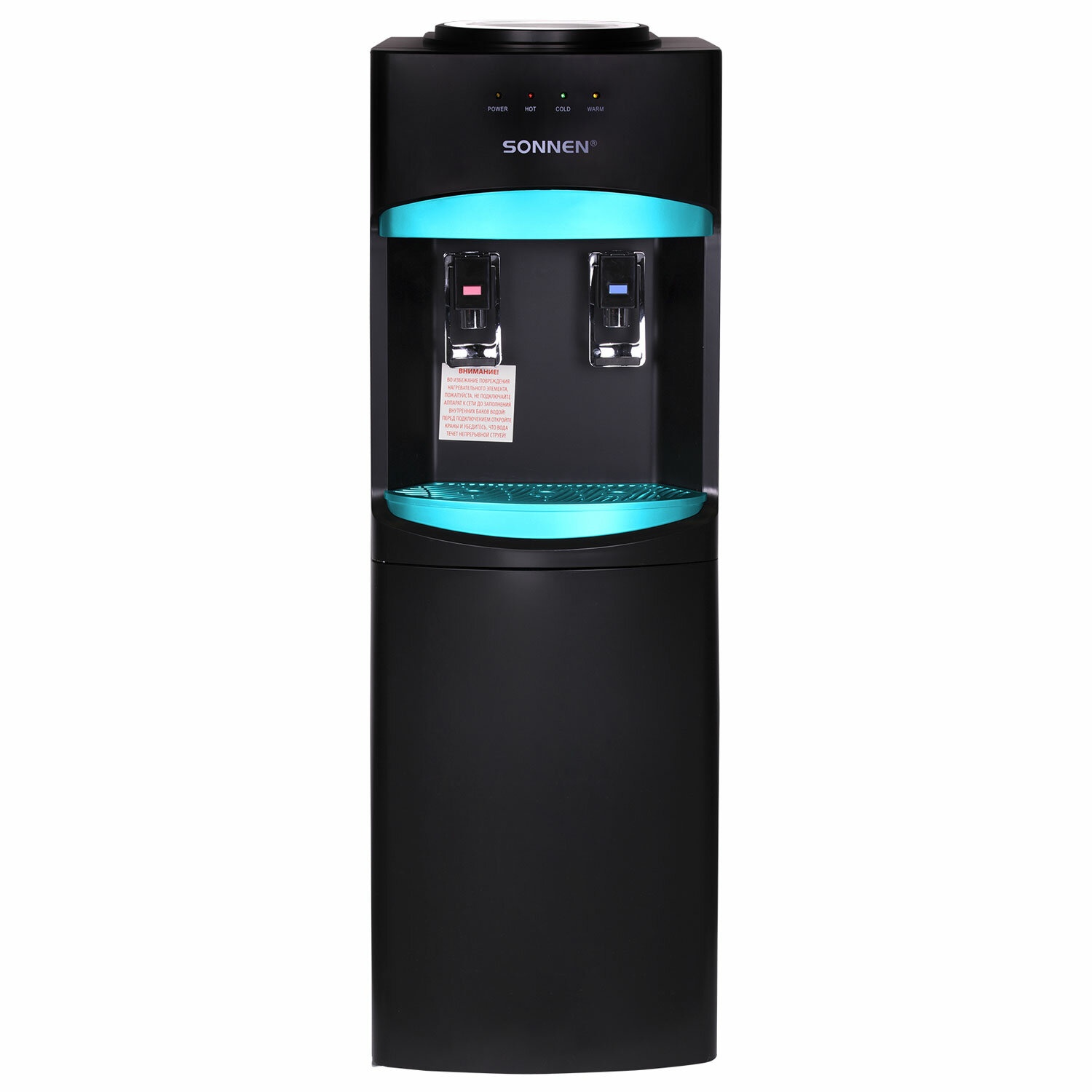 картинка Кулер для воды, напольный, 2 крана, черный, турбонагрев/охлаждение, SONNEN FSC-02W, 456171 от магазина Альфанит в Кунгуре