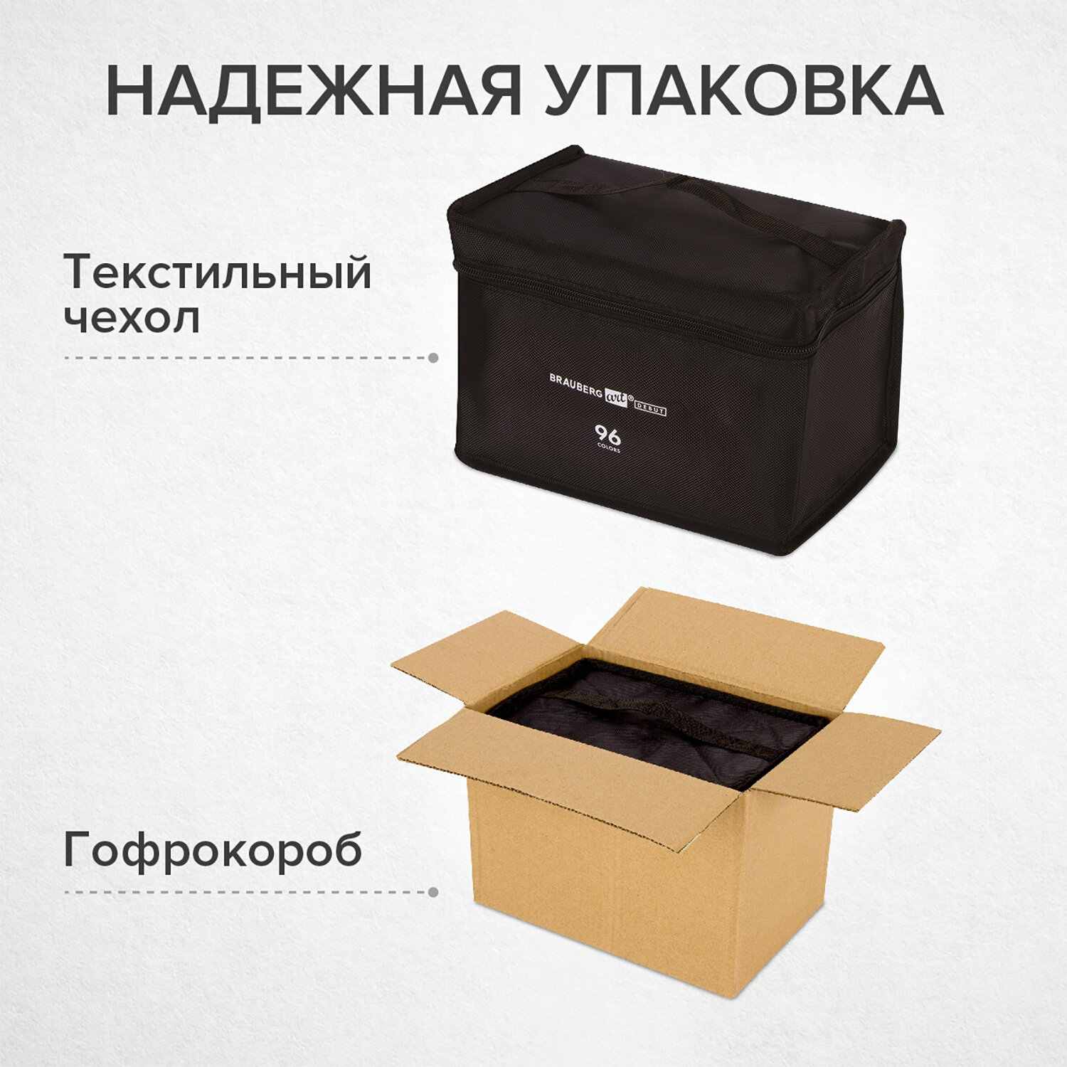 картинка Скетч-маркеры двусторонние, 96 цв, 96 шт, квадратный корпус, в черной сумке, "Black", BRAUBERG, 152133 от магазина Альфанит в Кунгуре