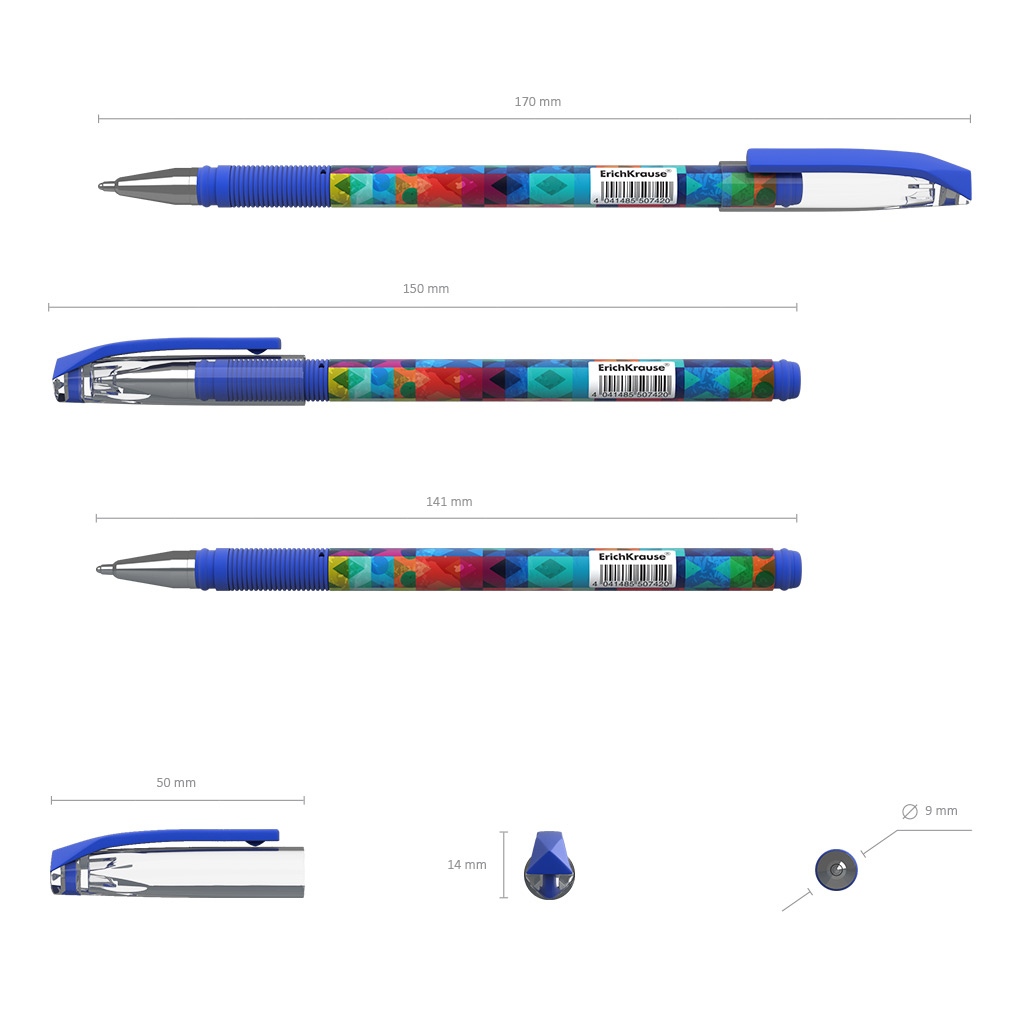 картинка Ручка шариковая, 0,7 мм, синяя, грип, "ColorTouch Patchwork", Erich Krause, 50742 от магазина Альфанит в Кунгуре