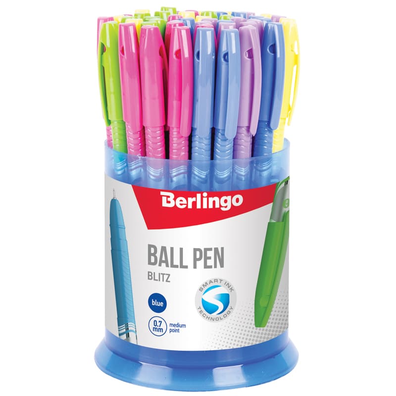 картинка Ручка шариковая, 0,7 мм, синяя, корп. ассорти, "Blitz", Berlingo, 70832 от магазина Альфанит в Кунгуре