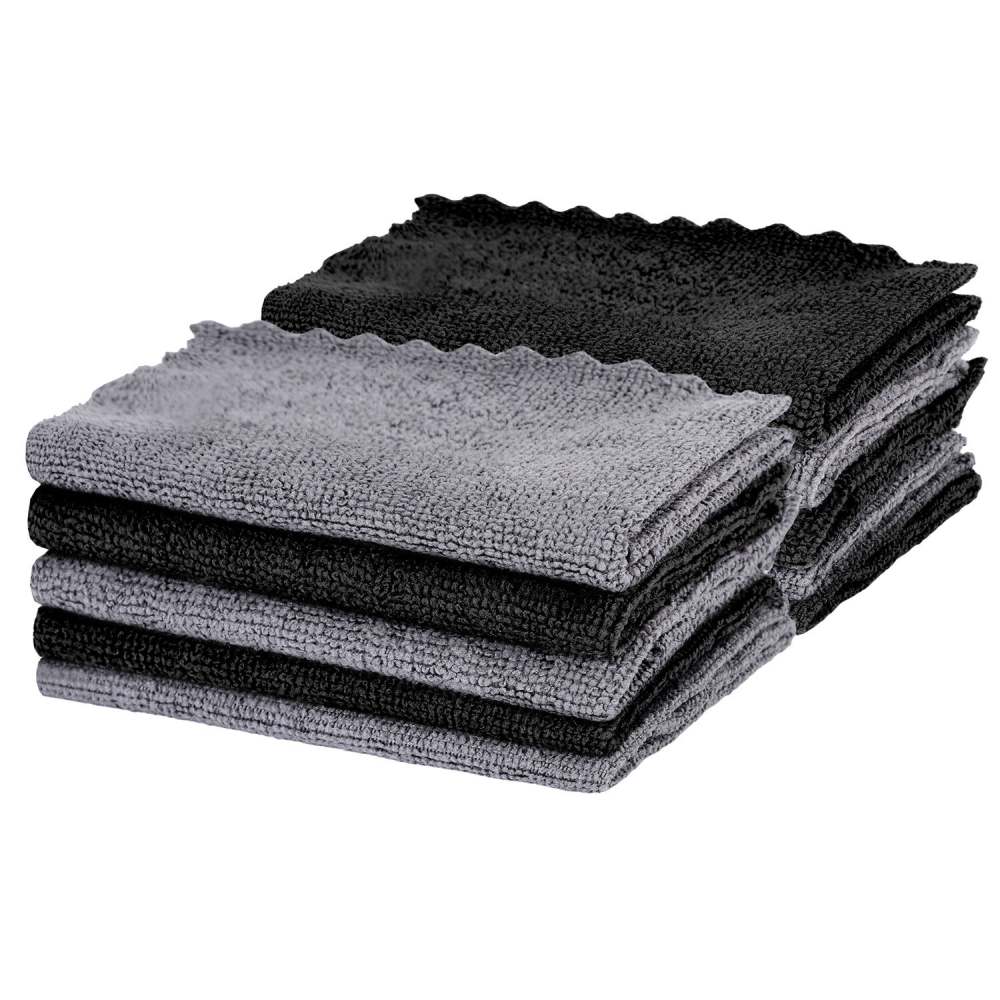 картинка Салфетки из микрофибры, 10 шт, 30*30, 180 г/м2, ассорти, "Gray & Black", LAIMA, 700610 от магазина Альфанит в Кунгуре