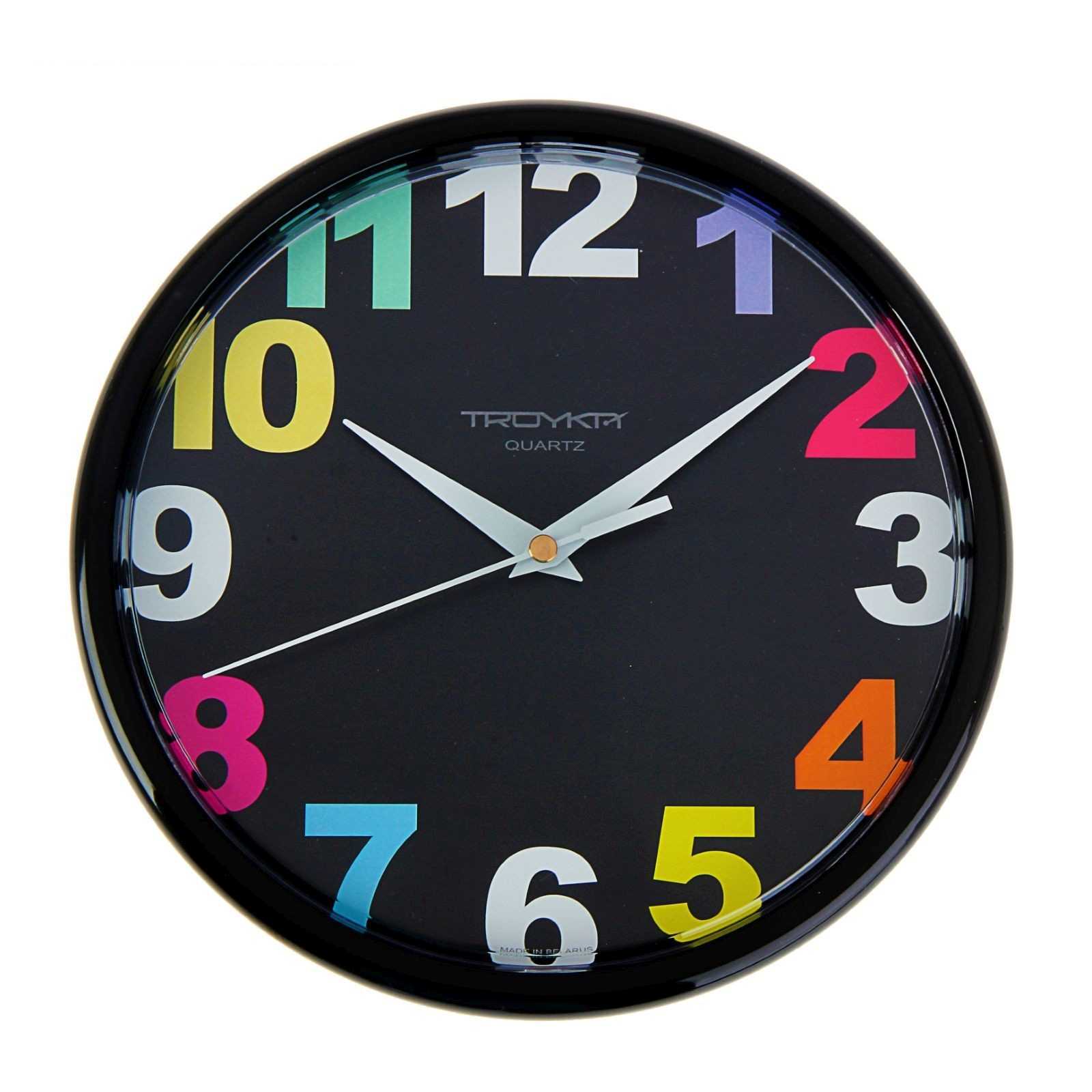 картинка Часы настенные 23 см, черные, круглые, "Радужные цифры", 1180176 от магазина Альфанит в Кунгуре
