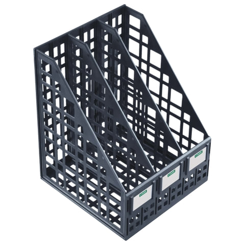 картинка Лоток для бумаг вертикальный 3 отдела, 295*250*245 мм, пластик, черный, сборный, СТАММ, ЛТВ-63720 от магазина Альфанит в Кунгуре