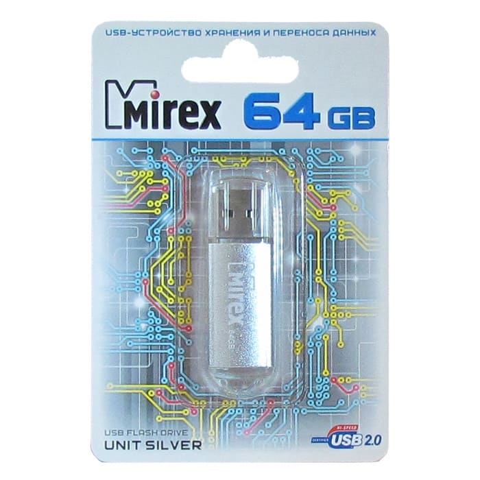 картинка Флеш-диск Mirex 64 GB, Unit, серебро металл, 13600-FMUUSI64 от магазина Альфанит в Кунгуре