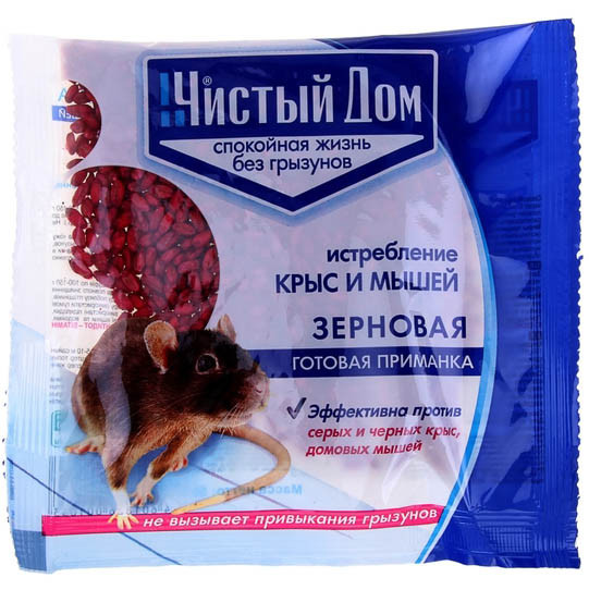 картинка Зерновая приманка, 50 гр, от крыс, мышей, "Чистый дом", 0103 от магазина Альфанит в Кунгуре