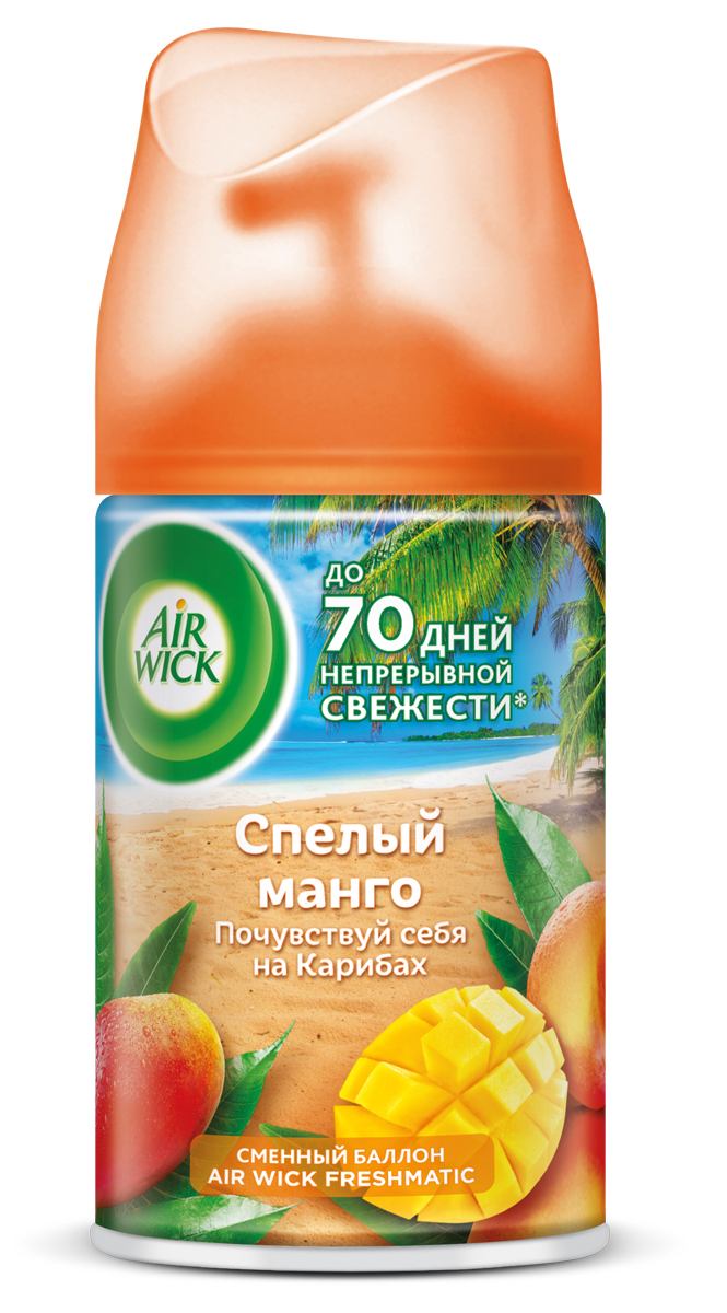 картинка Освежитель воздуха, 250 мл, аэрозоль, сменный баллон, "Тропические фантазии. Спелый манго", AIRWICK от магазина Альфанит в Кунгуре