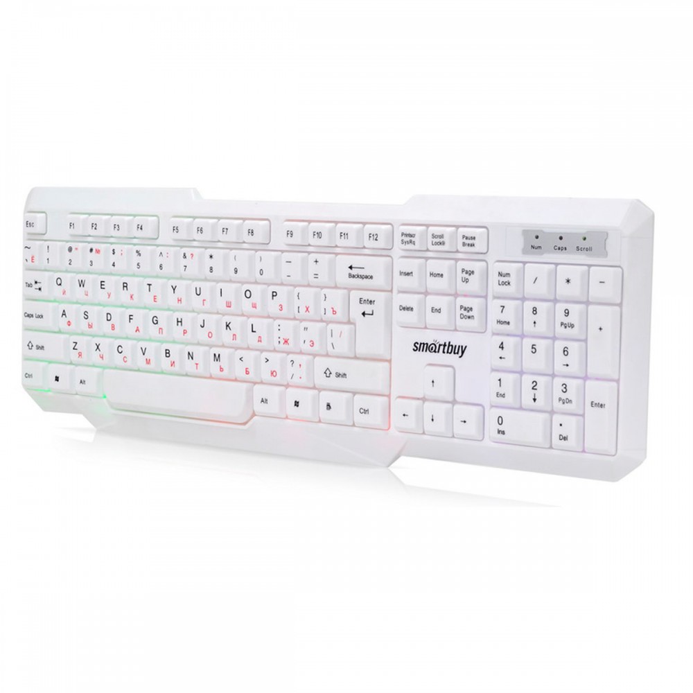 картинка Клавиатура проводная SmartBuy 333 ONE, USB, белый, подсветка, SBK-333U-W от магазина Альфанит в Кунгуре