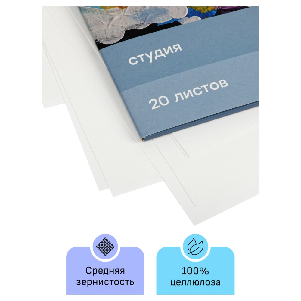 картинка Папка для гуаши и акрила, А3, 20 л, 180 г/м2, "Студия", Гамма, 30A03F720W от магазина Альфанит в Кунгуре