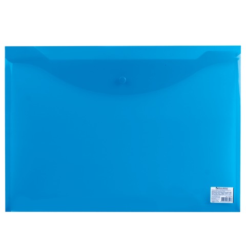 картинка Папка-конверт на кнопке, А3, прозрачный синий, BRAUBERG, 224034 от магазина Альфанит в Кунгуре