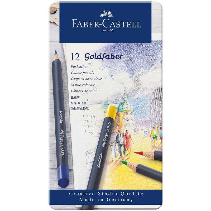 картинка Карандаши цветные, 12 цв, 12 шт, дерево, круглый корпус, "Goldfaber", Faber-Castell, 114712 от магазина Альфанит в Кунгуре