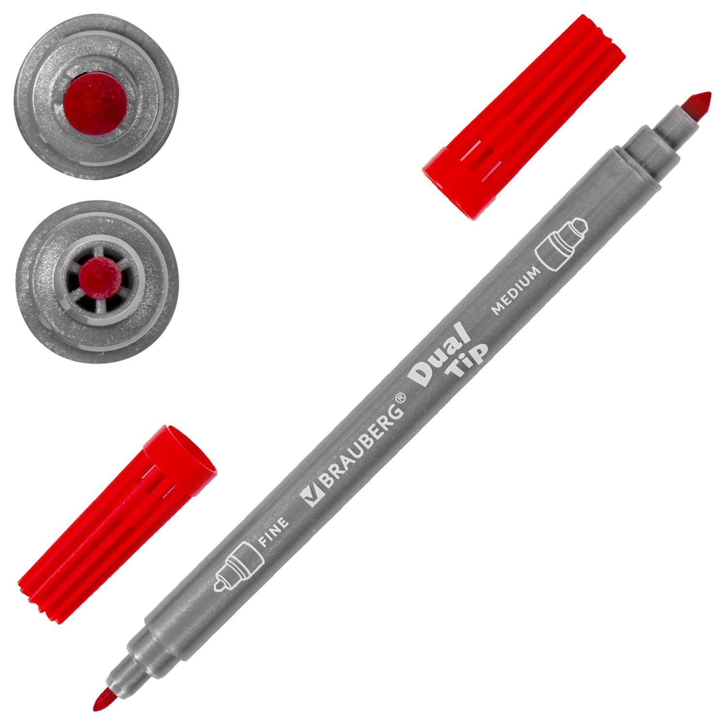 картинка Фломастеры двусторонние, 10 цв, 10 шт, круглый корпус, "PREMIUM DUAL-TIP", BRAUBERG, 151946 от магазина Альфанит в Кунгуре
