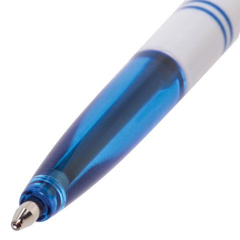 картинка Ручка шариковая, 1,0 мм, синяя, корп. белый, "Офисная", BRAUBERG, 140662 от магазина Альфанит в Кунгуре