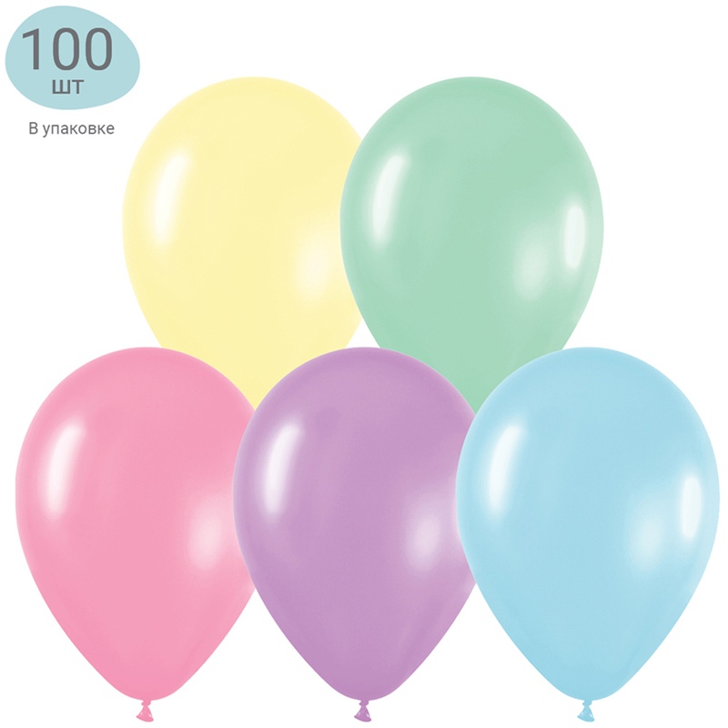 картинка Набор шаров воздушных латексных 100 шт, 12", 30 см, пастель, "Macaroons", MESHU, MS_42110 от магазина Альфанит в Кунгуре