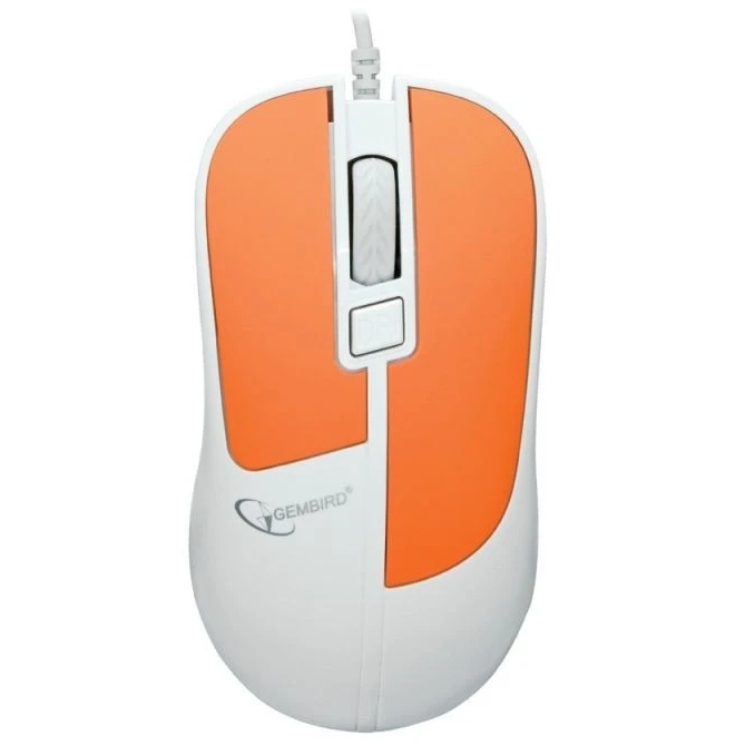 картинка Мышь проводная Gembird MOP-410-O, 1600 dpi, USB, белый/оранжевый от магазина Альфанит в Кунгуре