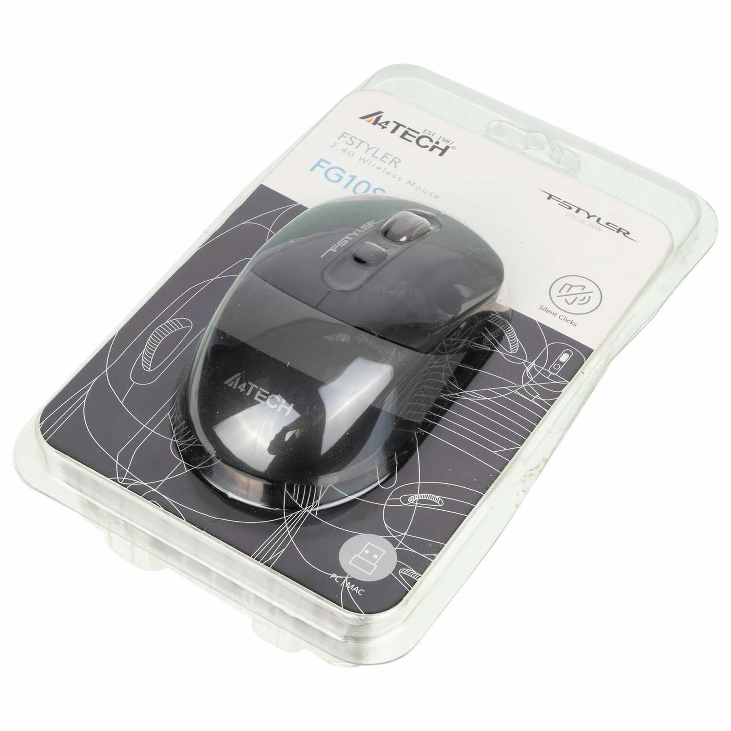 картинка Мышь беспроводная бесшумная A4Tech Fstyler FG10S, 2000 dpi, черный, 1204030 от магазина Альфанит в Кунгуре