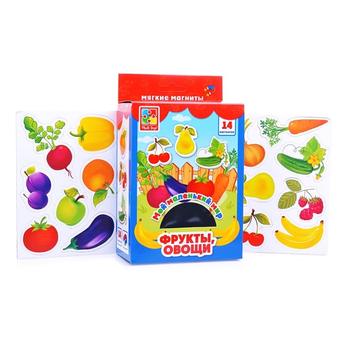 картинка Игра магнитная, 14 эл., "Мой маленький мир. Овощи, фрукты", Vladi Toys, VT3106-03 от магазина Альфанит в Кунгуре