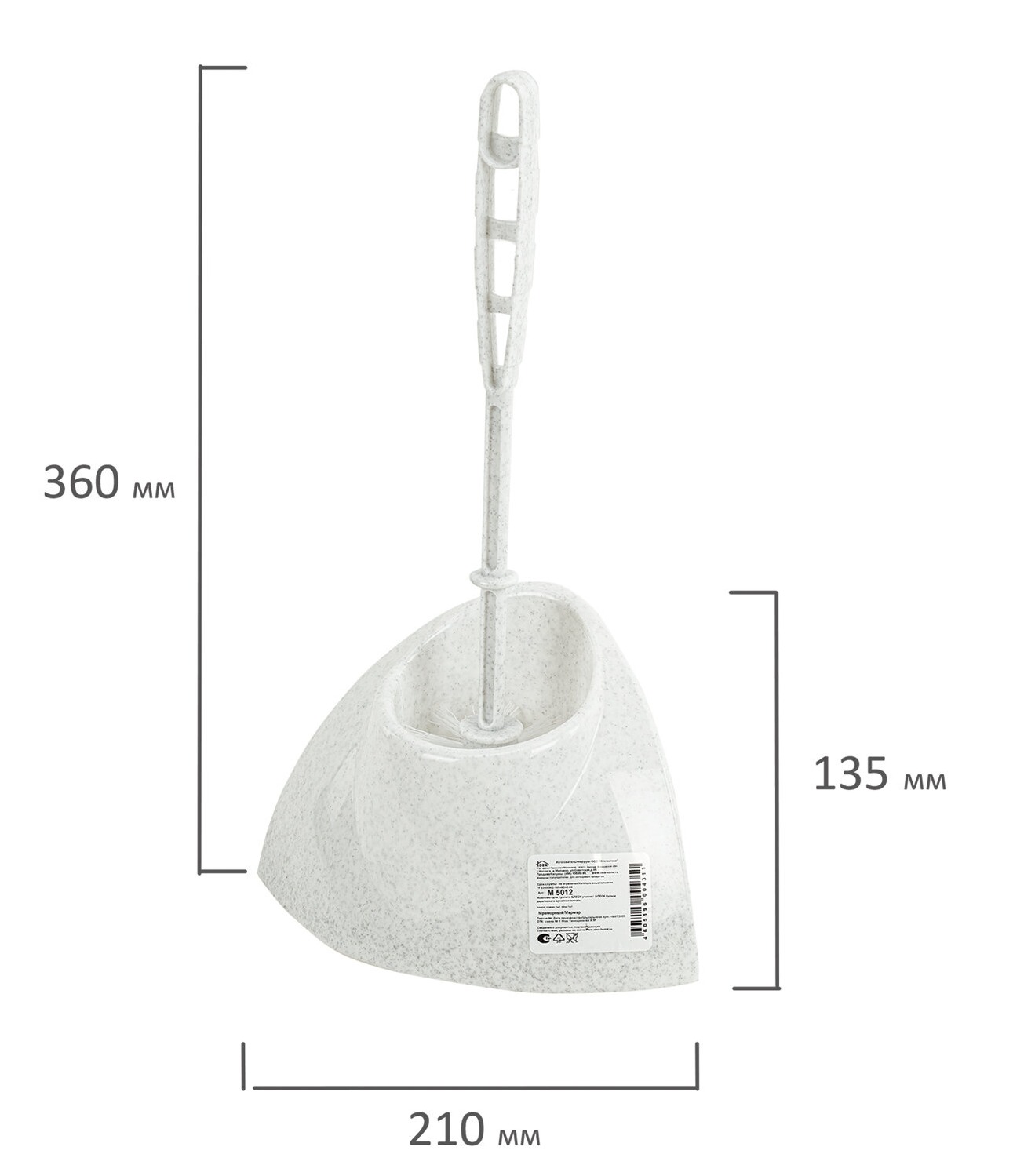 картинка Ерш для унитаза, с подставкой, угловой, пластик, белый мрамор, "Блеск", IDEA, М5012  от магазина Альфанит в Кунгуре